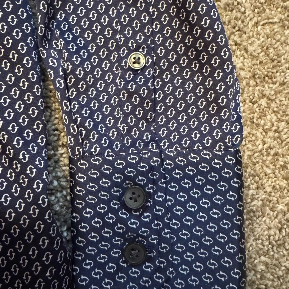 Banana Republic Men’s Parker Blue Navy Geometric Button Up Shirt Long Sleeve XS
